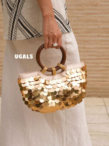 UGALS | French Style Fairy Vacation Sequins Beaded Shell Handbag
