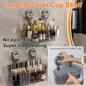 Light Luxury Bathroom Suction Cup Type Suction Cup Rack Perforated Wall-Mounted Cosmetic Storage Box Toilet Storage Toilet