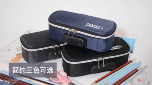E27 Simple canvas pencil case primary school students portable stationery bag large capacity multi-layer password lock