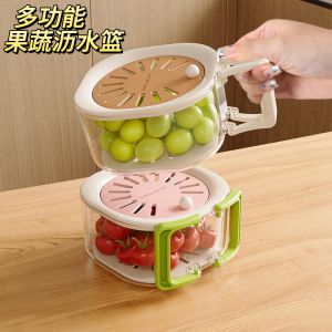 Múi Rau Quả Đa Năng Có Nắp Khay Đựng Trái Cây Rau Quả Tay Cầm Gấp Bát Đựng Trái Cây Dụng Cụ Nhà Bếp Màu Macaron Dễ Thương
