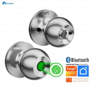 Khóa Vân Tay Bluetooth Không Cần Chìa Khóa SmarDeer Tương Thích Với Nền Tảng Nhà Thông Minh Tuya Cho Cửa Gỗ - Khóa Cửa Sinh Trắc Học Có Điều Khiển Ứng Dụng