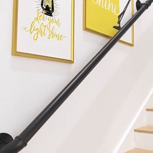 Indoor Stair Handrail - Sincecu Non-Slip Grab Bar | Black Metal Steel Pipe Wall Mount Railing
