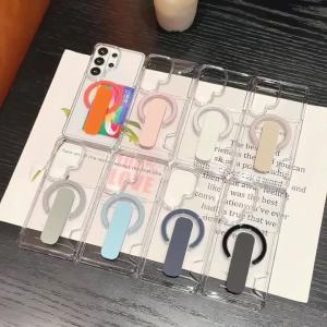 Luxury Card Holder Clear Bracket For Magnetic Clear Case For Samsung Galaxy S26 Ultra S25 S24 Ultra Plus Shockproof Hard Cover