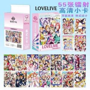 Laser LoveLive Anime Surrounding Cards 55 Unique round Cornered Mini Cards Three Inches Long Contemporary Cartoon Postcards