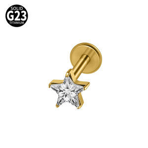 1PC Star Waterdrop Zircon With Marquise Wing Paved Ear Cartilage Helix Earring 16G G23 Titanium Flate Back Piercing Lip Labret