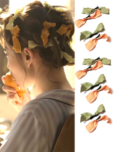 Butterfly Knot Hair Clip in Vibrant Orange and Olive Green Perfect for Womens Hair Styling Japanese and South Korean Fashion