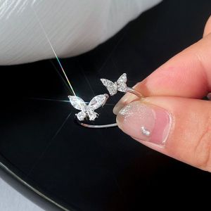 Pink Romantic Flower Rings For Women Shiny Zircon Cherry Blossom Branch Shell Finger Ring Wedding Christmas Aesthetic Jewelry