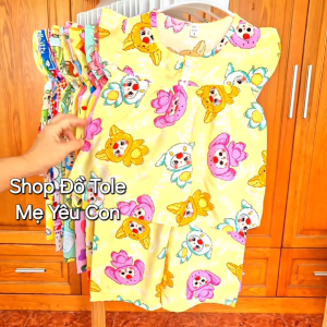 Bộ lửng bé gái Size 4 (12-13kg) Tole/lanh 2 da loại 1 có nút cài trước cổ áo. Được chọn mẫu.