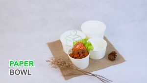 [25 Pcs] Paper Bowl Putih Laminasi Mangkok Kertas + Tutup Rice Bowl 360ml 500ml 650ml 800ml Take Away