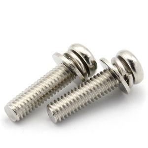 304 Stainless Steel Cross Round Head Screw GB Pan Head Bolt with Washer Combination Screw M3 100Pcs Industrial Use