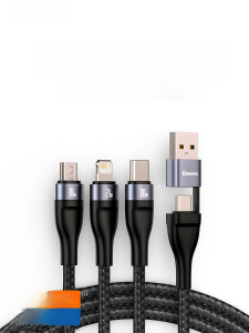 100W 3-in-1 USB C Cable for 14 pro 11 Charger Baseus Flash Series Fast Charge Data Cable LED Indicator Micro USB Lightning Type-C