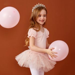 Ballet outfit Ballet dress Ballet tutu Princess Ballet dance dress Short-sleeved Tulle Performance Costume Princess Pink Purple Blue Bow Mesh Children Girls