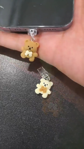 YOUJ Cute Mini Bear Pendant Dust Plug for IPhone Charging Port Type-c Headphone Dust Plug