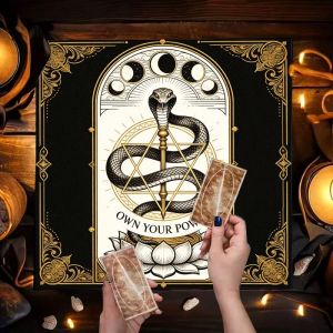 Tấm Trải Bàn Thờ Hình Rắn Thần Đũa Phép Sen Pha Trăng Ngôi Sao Năm Cánh Dùng Cho Bài Tarot Bói Toán Nghi Lễ Phù Thủy Bí Ẩn Chất Liệu Polyester Chống Thấm Nước