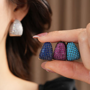 5 Colors Inlaid Full Zircon Hoop Earrings Womens Dedicate Vintage U-shaped Ear Buckles Luxury Jewelry Gifts for Friends K1