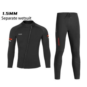 Mens 1.5mm Split Diving Suit Surfing Windproof Long Sleeve Jacket Neoprene Fishing Pants Professional Scuba Diving Clothes