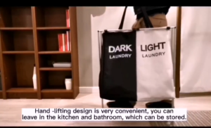 Luckylkh 3 Grids Foldable Laundry Basket Waterproof X-Shape Dirty Clothes Hamper