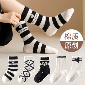 Girls Cotton Socks Middle Tube Pure Cotton Spring Autumn Winter Children Socks Baby Socks Lolita Style Soft Elastic Fiber