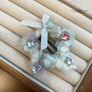 กิ๊บติดผมรูปเมฆดาวเพชรน้ำ ทำมือ ขนสัตว์ หน้าม้า กิ๊บติดผมแบบเรียบหรูสำหรับฤดูใบไม้ร่วงและฤดูหนาว