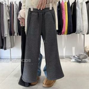 Thickened Fleece Lined Flared Pants for Girls Winter Casual One-Piece Velvet Thickened Comfortable Cotton Blend Kids Pants