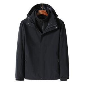 Outdoor Womens Fleece Lined Three-in-One Thickened Casual Jacket Windproof Waterproof Hiking Clothes Autumn Winter Coat