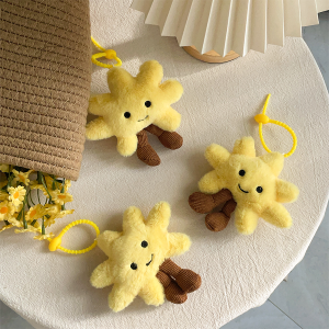 Cute sun bag pendant creative smiley plush pendant couple keychain birthday gift fun doll wedding throw soft stuffed doll doll