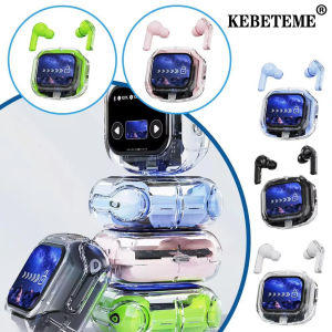 KEBETEME Smart Touch Color Screen Bluetooth 5.4 Earphones Call Noise Reduction True Wireless Stereo Type-C Rechargeable Earbuds