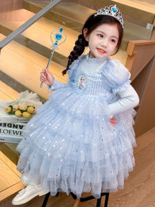Váy Công Chúa Elsa Frozen Ice Princess Cho Bé Gái Mùa Thu Đông Mới Váy Len Halloween Váy Sinh Nhật Váy Công Chúa Dài Tay