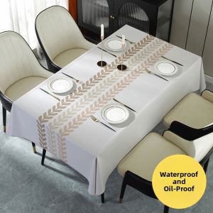 New 2026 Nordic Style Rectangular Tablecloth Oil-resistant Waterproof PVC Luxury Sensation Dining Table Cloth Non-washable Heat-resistant