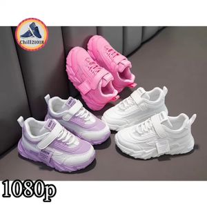 (ch1033k)W รองเท้าผ้าใบเด็กแฟชั่นหนังPUเด็กหญิง เบอร์ 26-37 รองเท้าเด็กหุ้มส้น