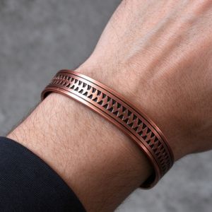 Vòng tay vòng nam bằng đồng nguyên chất trang sức thời trang nam có họa tiết cổ điển năng lượng sức khỏe hở có thể điều chỉnh quà tặng