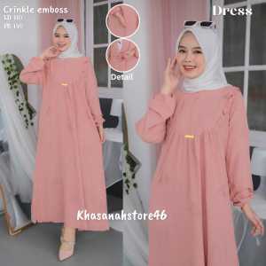 Gamis Wanita Crinkle Embos Premium Tebal Rampel Busui Friendly
