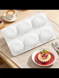 6 Khoang Khuôn Silicon Cho Bánh Mousse Chocolate Pudding Bánh Ngọt Pháp Vỏ Tròn Thiết Kế Hình Hoa Làm Bánh Làm Xà Phòng Làm Đồ Thủ Công