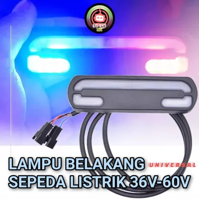 LAMPU BELAKANG SEPEDA LISTRIK 36V-60V UNIVERSAL TAIL LIGHT LAMPU REM VARIASI MOTOR LISTRIK SCOOTER LISTRIK SKUTER ELEKTRIK TAIL LAMP BRAKE STOP 36V 48V 60V MODIFIKASI SPAREPART SPARE PART ACCESSORIES SELIS MOLIS E-SCOOTER E-BIKE FLASH LED BIRU MERAH