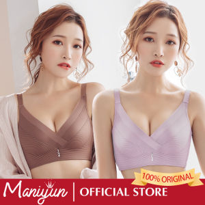 Maniyun ดันชุดชั้นในสตรีรวบรวมฟองน้ำชุดชั้นใน Breathable เซ็กซี่ลึก V Brassiere ฝาหลังปิดชุดชั้นใน