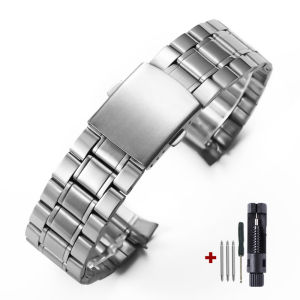 Dây Đeo Đồng Hồ Bằng Thép Không Gỉ Đa Năng Có Khóa An Toàn Gấp Gọn 20mm 22mm Dây Đeo Kim Loại Màu Bạc Cho Seiko Omega Rolex