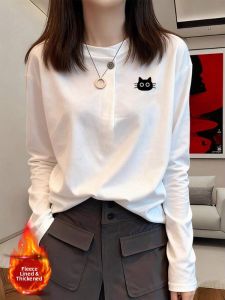 Cartoon Print T-Shirt with Button Detail and Lined