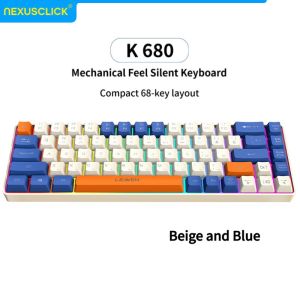 NexusClick 68-Key 68% layout Silent Mechanical Feel KeyboardMini Wired RGB Backlit Portable Type-C Gaming Hot-Swappable keycaps