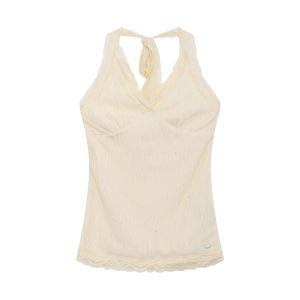 Weekend hub | Shimmering Texture V-neck Lace Halter Backless Top