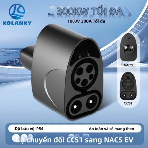 Bộ Chuyển Đổi Sạc Xe Điện Kolanky EV CCS1 Sang NACS 300A 1000V Max IP 54 Sạc Nhanh DC Dùng Cho Trạm Công Cộng Tương Thích Với Xe Điện