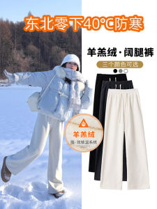 Quần Ống Rộng Lót Lông Cừu Dày Ấm Áp Chống Lạnh Độ Sâu Âm 40 Độ Quần Dài Thường Ngày Cho Nữ Mùa Đông Du Lịch Harbin