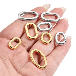 Polished Stainless Steel Oval Spring Buckle 18k Gold-plated Connection Clasps diy Jewelry Accessories Simple Ring Lock