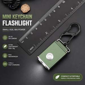 SG 🇸🇬In store Mini Keychain Flashlight USB Rechargeable Type-C LED Pocket Torch 100 Lumens Waterproof EDC Camping
