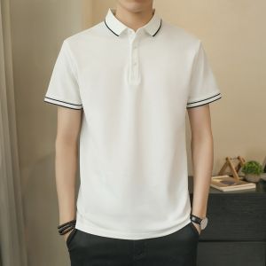 ROMON | Lormen Mens Ice Silk Short Sleeve Polo Shirt Summer Thin Casual Business Casual With Collar T-Shirt Male Upper Apparel