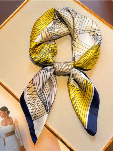 Khăn Choàng Lụa Thanh Lịch Cho Nữ 70x70cm Họa Tiết Hình Học Đơn Giản Đa Năng Khăn Quàng Cổ Buộc Tóc