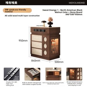 Weimei | Extendable Kitchen Island Dining Table Sweet Orange Rock Plate