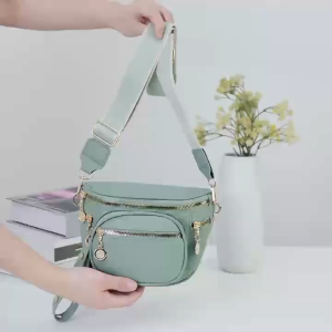 TB BAG #8445 FASHION CHIC PU LEATHER MULTI COMPARTMENT CROSSBODY/WAIST BAG FOR WOMEN