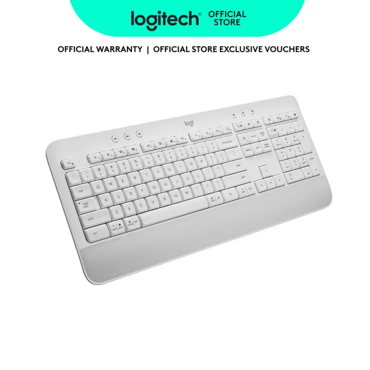 Logitech Signature K650 Wireless Keyboard with Wrist Rest, Full-Size, BLE Bluetooth or Logi Bolt USB Receiver, Comfort Deep-Cushioned Keys, Numpad, Compatible