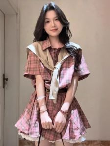 XUECAIQI | Unique Plaid Shirt Dress