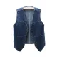 Spring Summer Denim Round Neck Vest Women's Cropped Loose-Fit Korean BF Sleeveless Jacket Shoulder Vest Outerwear. 